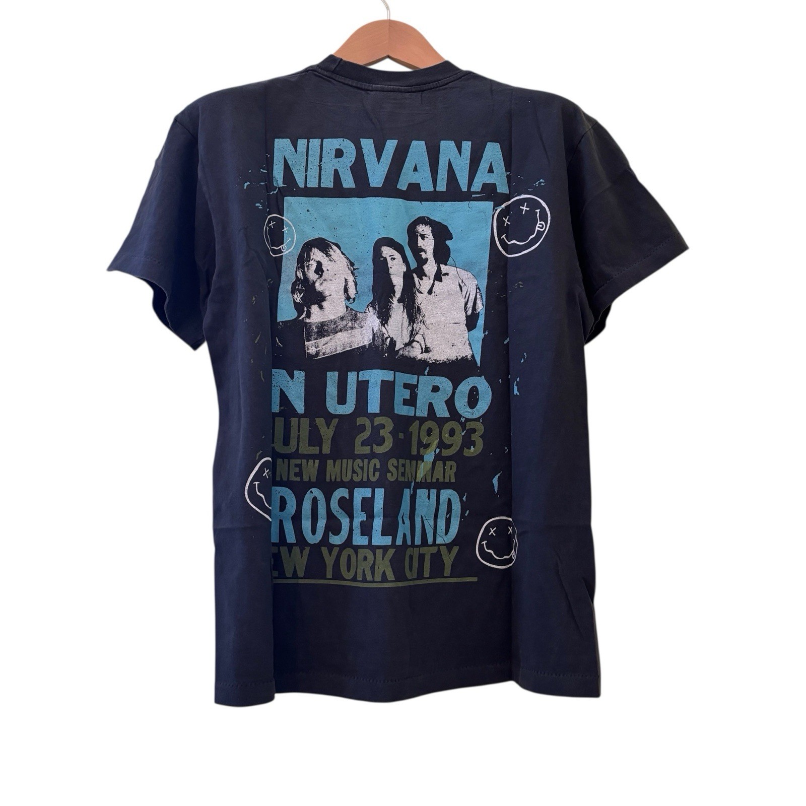 NIRVANA Vintage 90s IN UTERO T-Shirt ANGEL Blue Band Tour REPRINT Size Large gallery