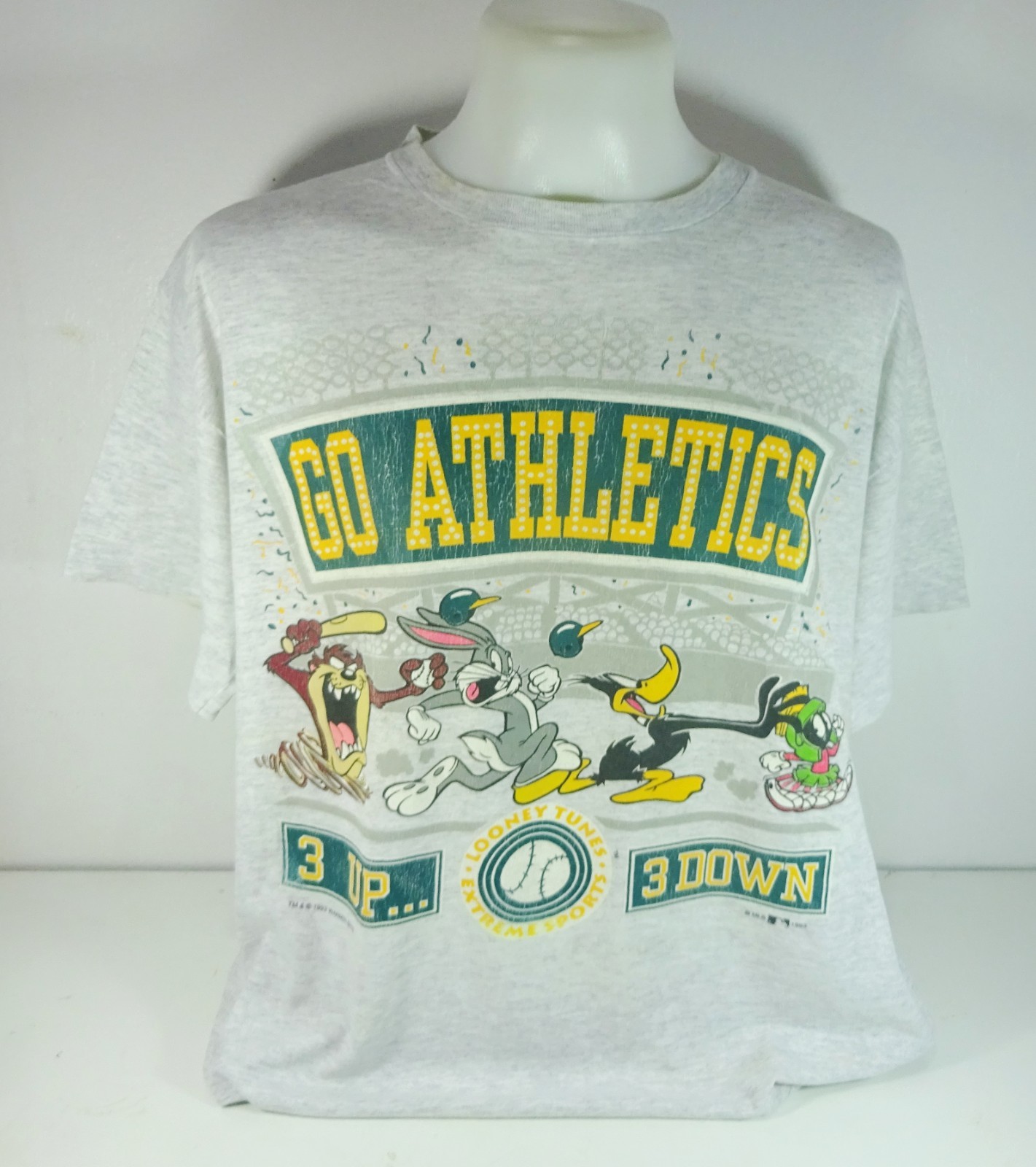 Vintage Looney Tunes Go Athletics T-Shirt 90s Bugs Bunny Daffy Duck Taz 3 Up gallery