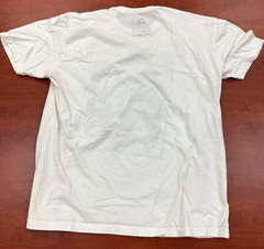 AMBIG pre owned Mens Basic White Tee with black and Grey graphic XL
