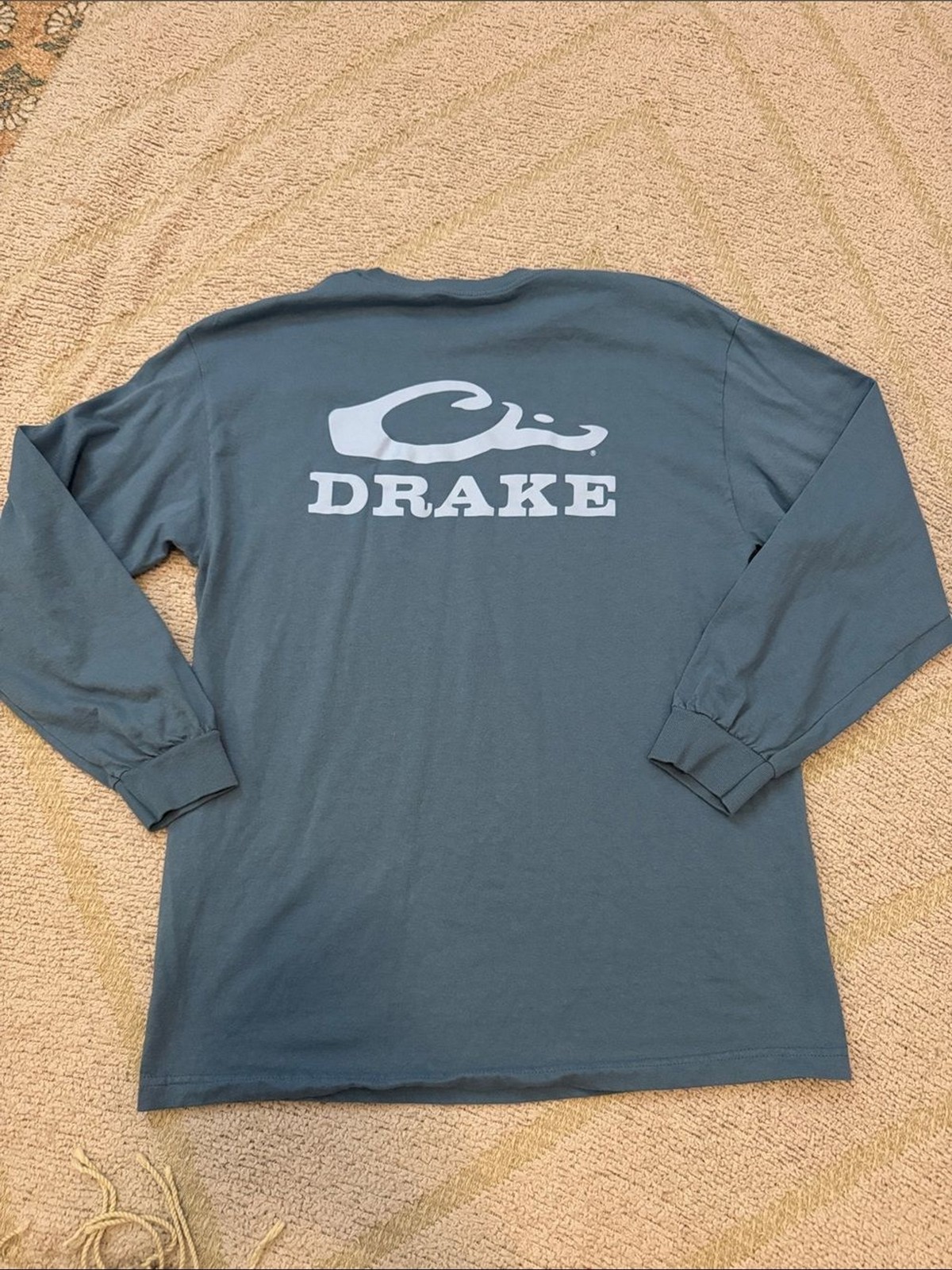 Drake Waterfowl Long Sleeve Logo T-Shirt Men’s Large Blue Hunting Outdoors Tee gallery