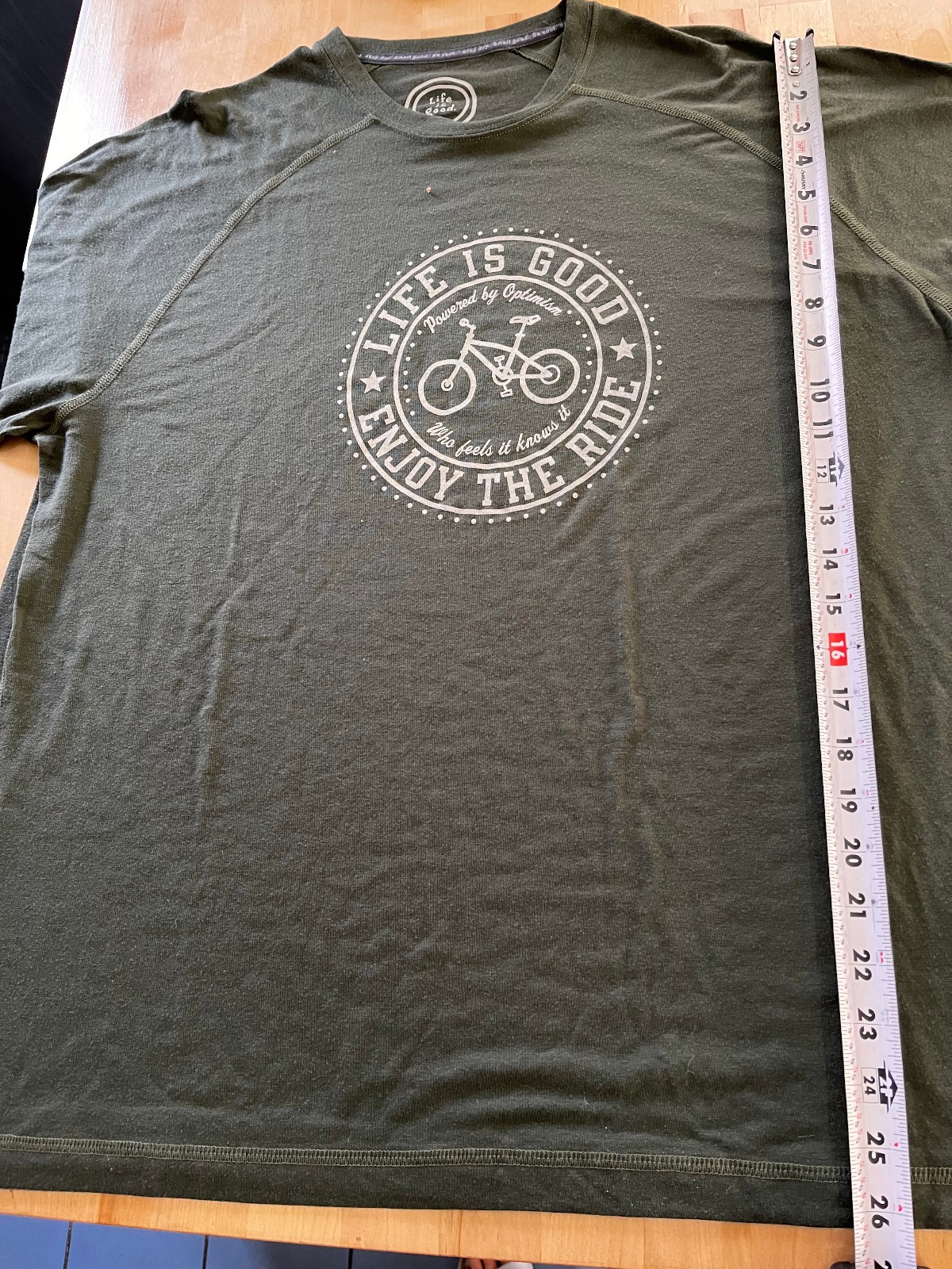 Life is Good Enjoy The Ride Bicycle Graphics Semi-Fitted GREEN T-Shirt Men's L gallery