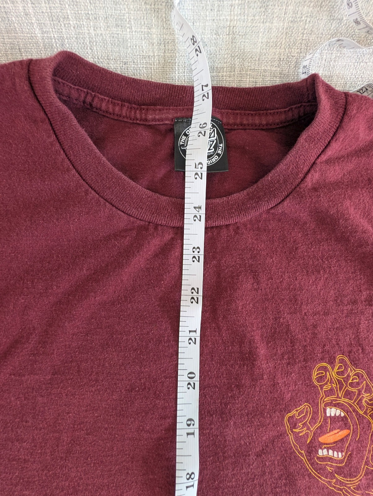 Santa Cruz Mens Burgundy Screaming Hand Graphic Short Sleeve Skateboarding Shirt gallery