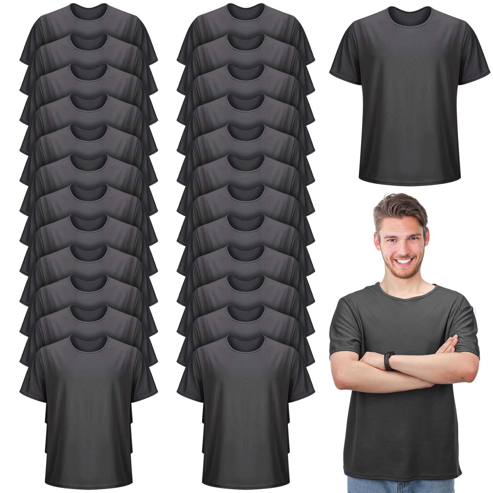 Lemosae 24 Pack Men's Cotton Homeless T-Shirt Gift Bulk Supply Basic Crew Neck gallery