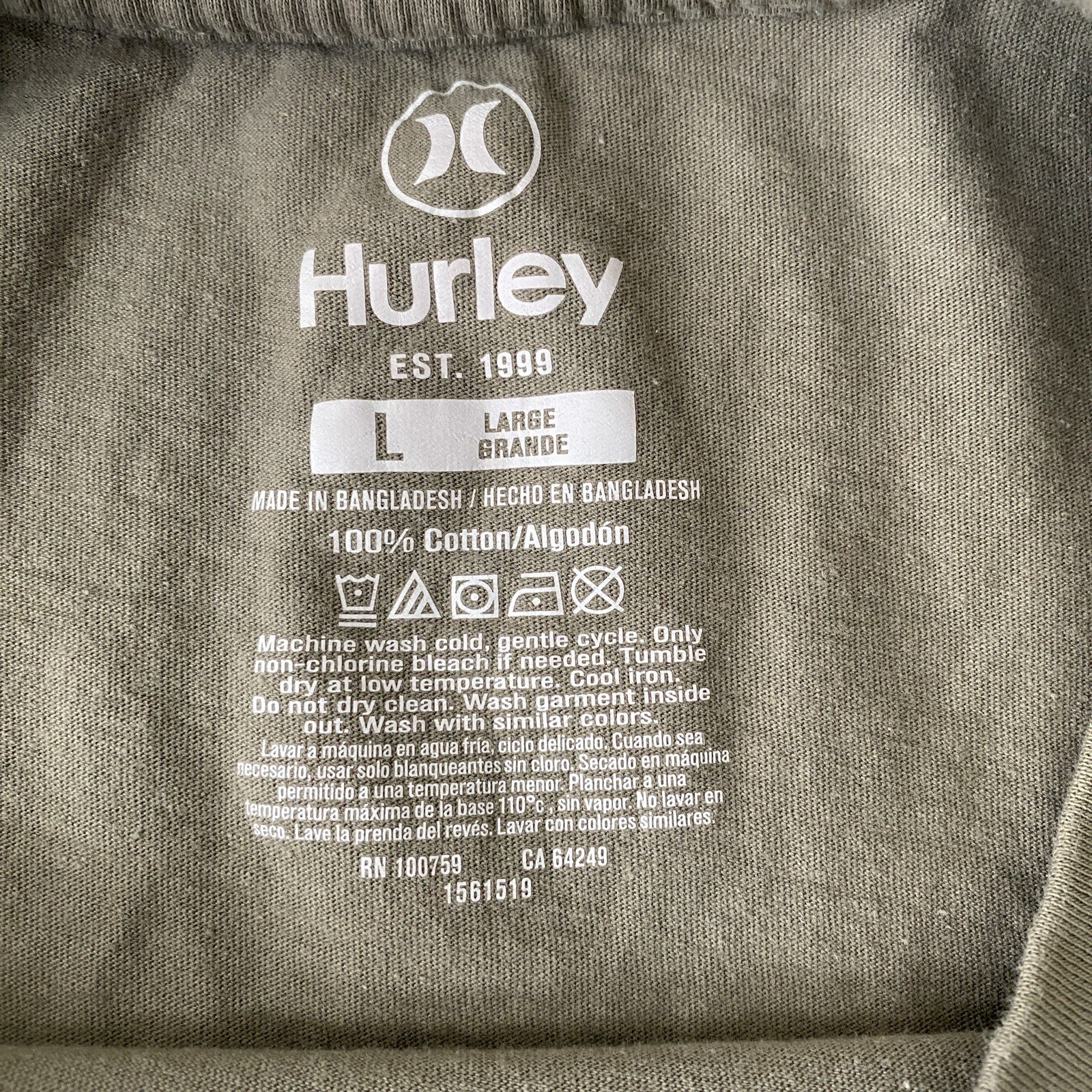 Hurley Surf & Enjoy Men’s Green Logo Graphic Tee Size Large L Skate Surf Shirt gallery