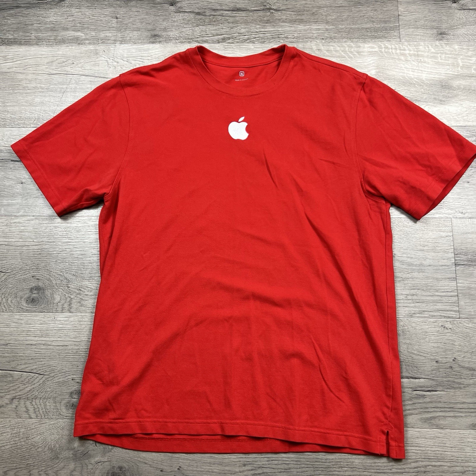 MENS XL KNIT APPLE STORE EMPLOYEE RED UNIFORM COTTON EMBROIDERED LOGO SHIRT TEE gallery