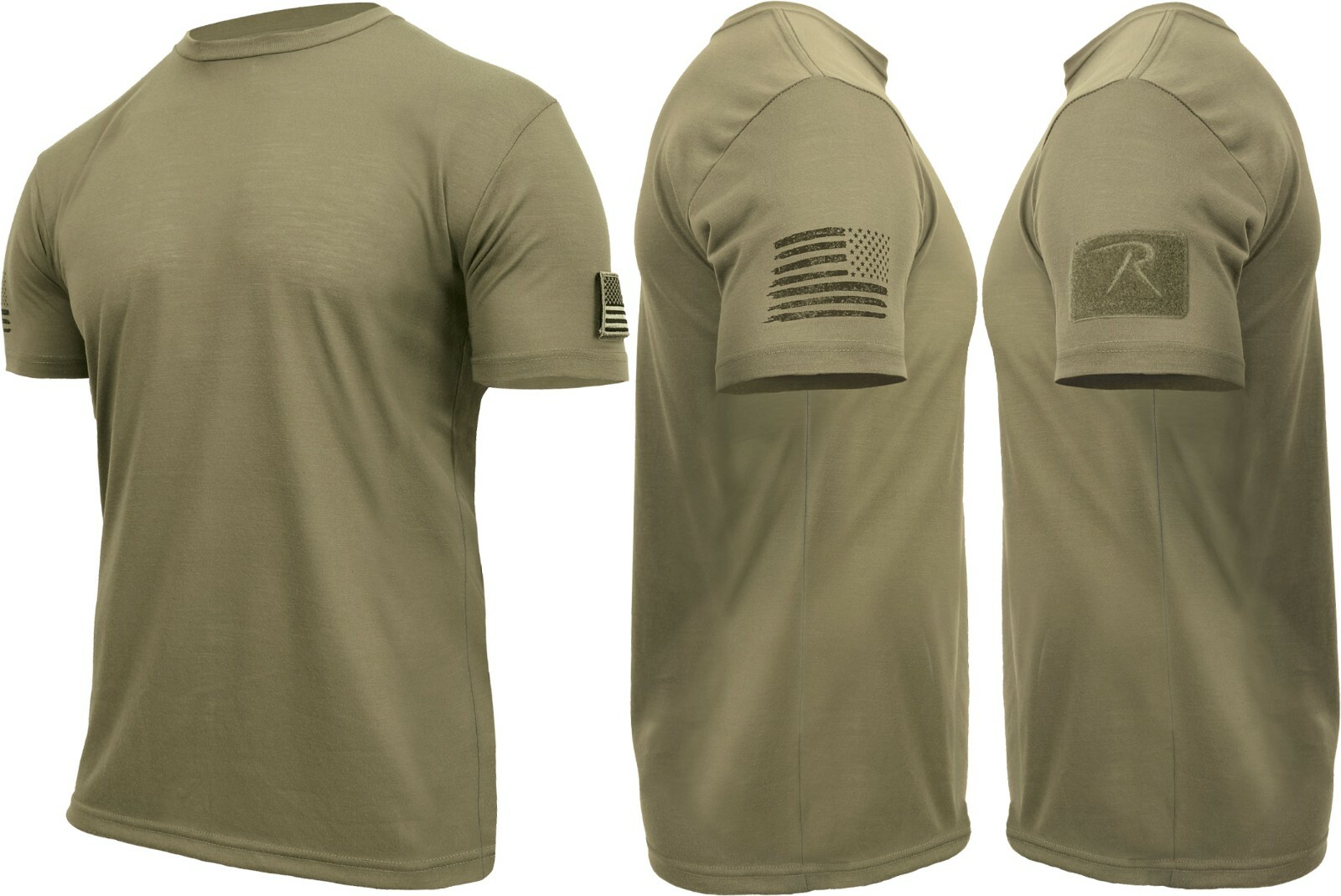 Mens Tactical Athletic Muscle T-Shirt with US Flag & Loop Field Solid Poly Tee gallery