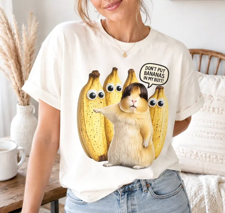 Funny Hamster Banana T-Shirt Weird Animal Meme Graphic Tee Unisex Gift gallery