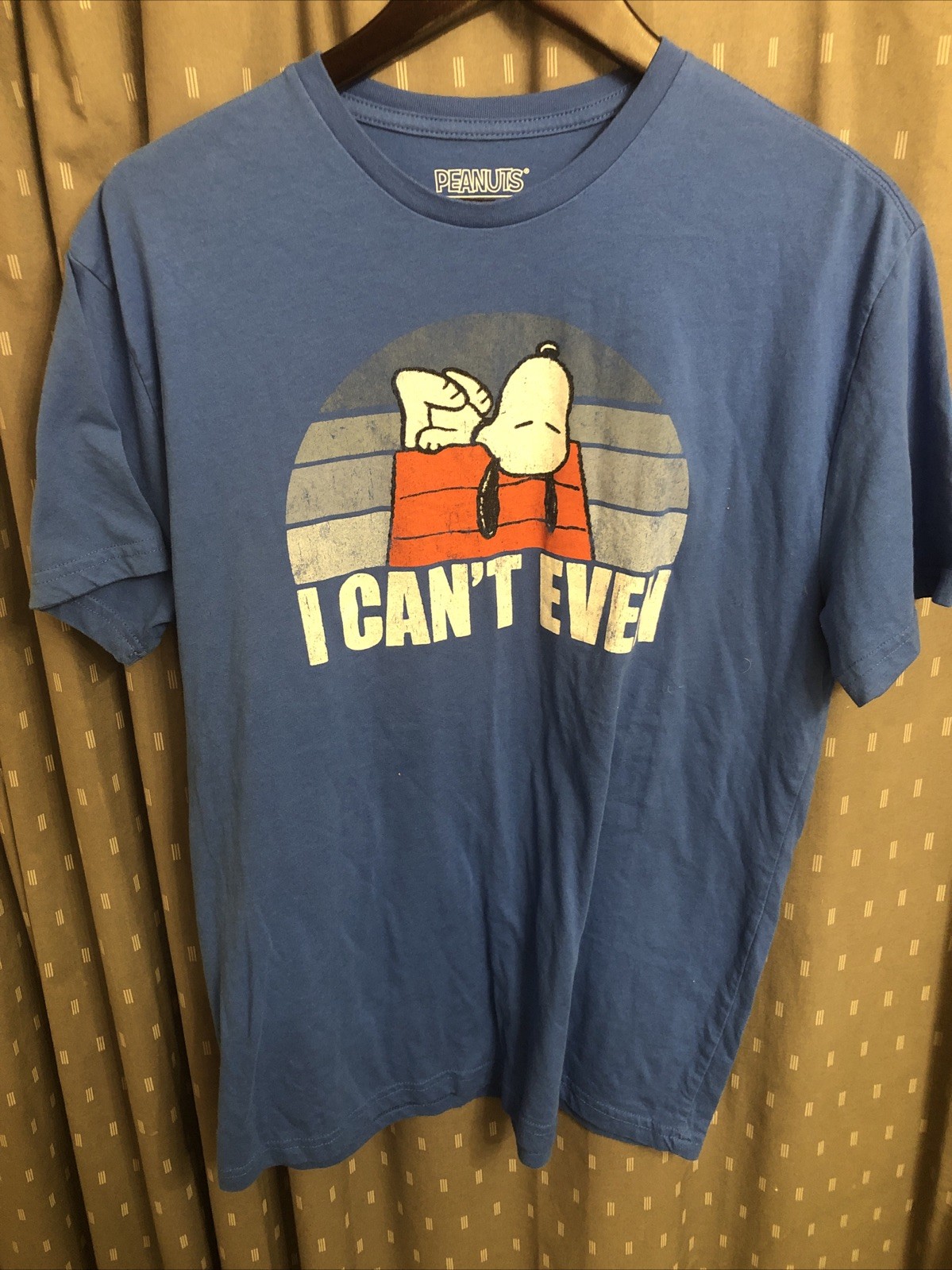Peanuts Hybrid Snoopy I Can't Even Blue T-Shirt. Mens Size Large P2P 20.5” L 28” gallery