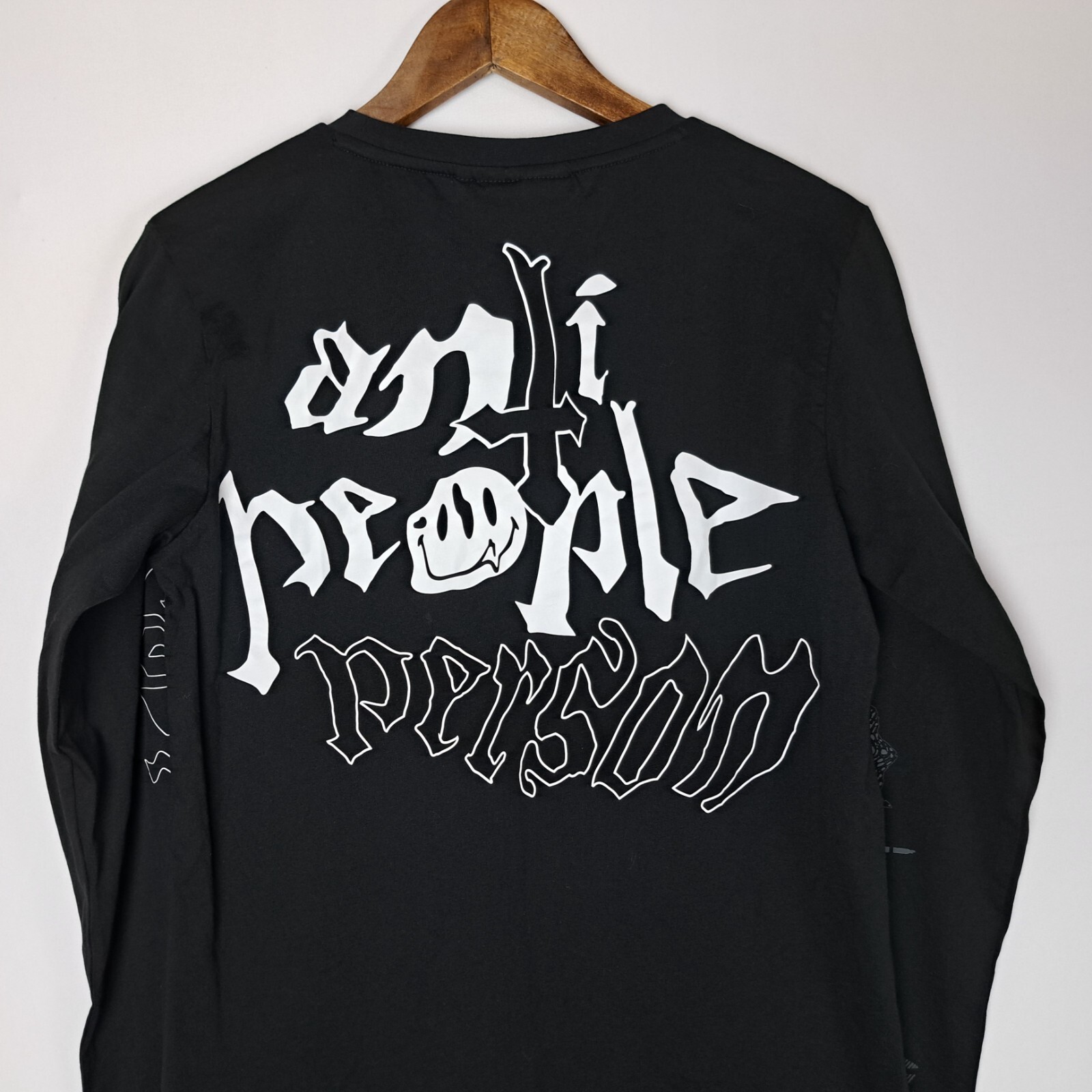 Killstar T-Shirt Mens Small Black Long Sleeve "ANTI PEOPLE PERSON" Skull gallery