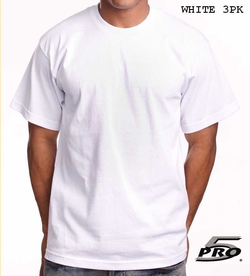 PRO 5 HEAVYWEIGHT SHORTSLEEVE WHITE T-SHIRTS 3PK SIZE SM-7X FREE SHIPPING gallery