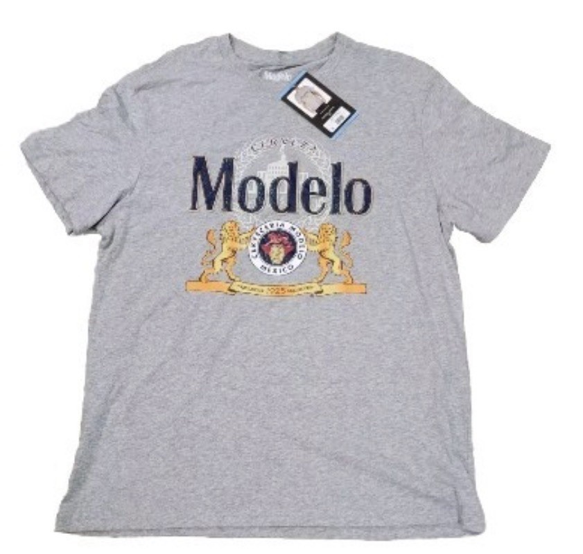 Modelo Men’s Beverage Graphic Tee Grey T-shirt Size- Medium gallery