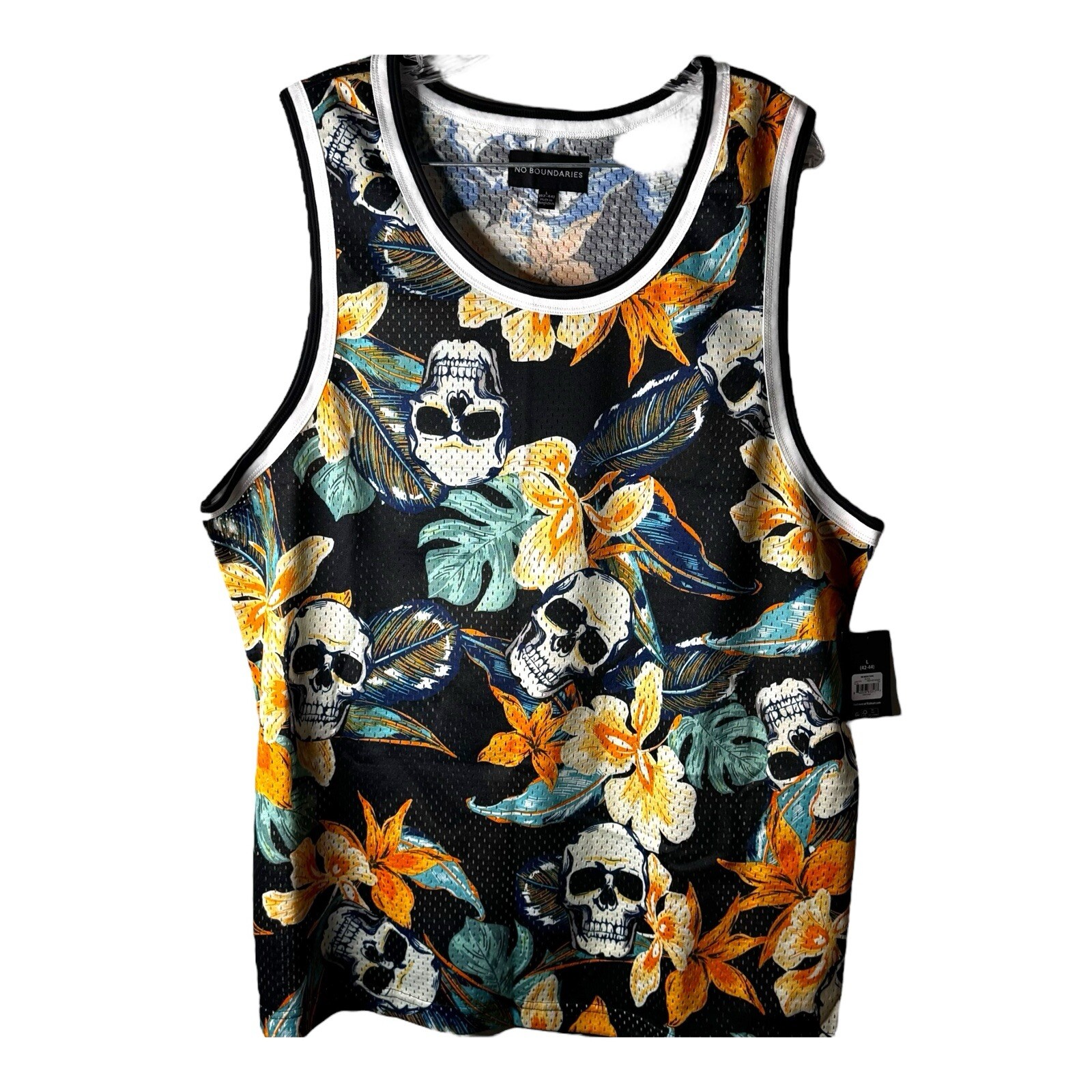 No Boundaries Mesh Tank Size Large(42-44) Skulls & Flowers NEW gallery