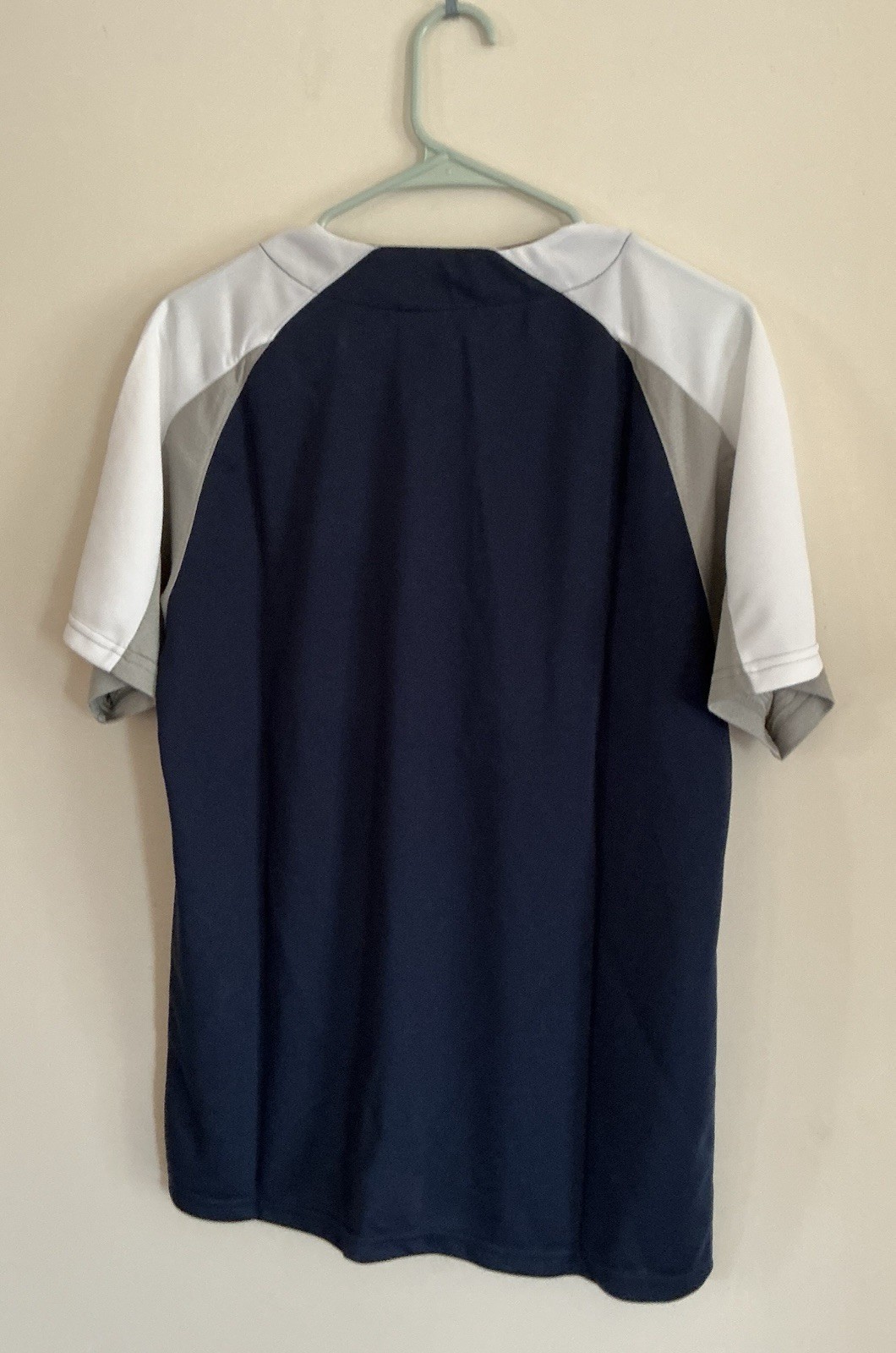 Alleson Henley 2-Button Baseball Jersey - Size Medium - Navy/White/Gray - NWT gallery
