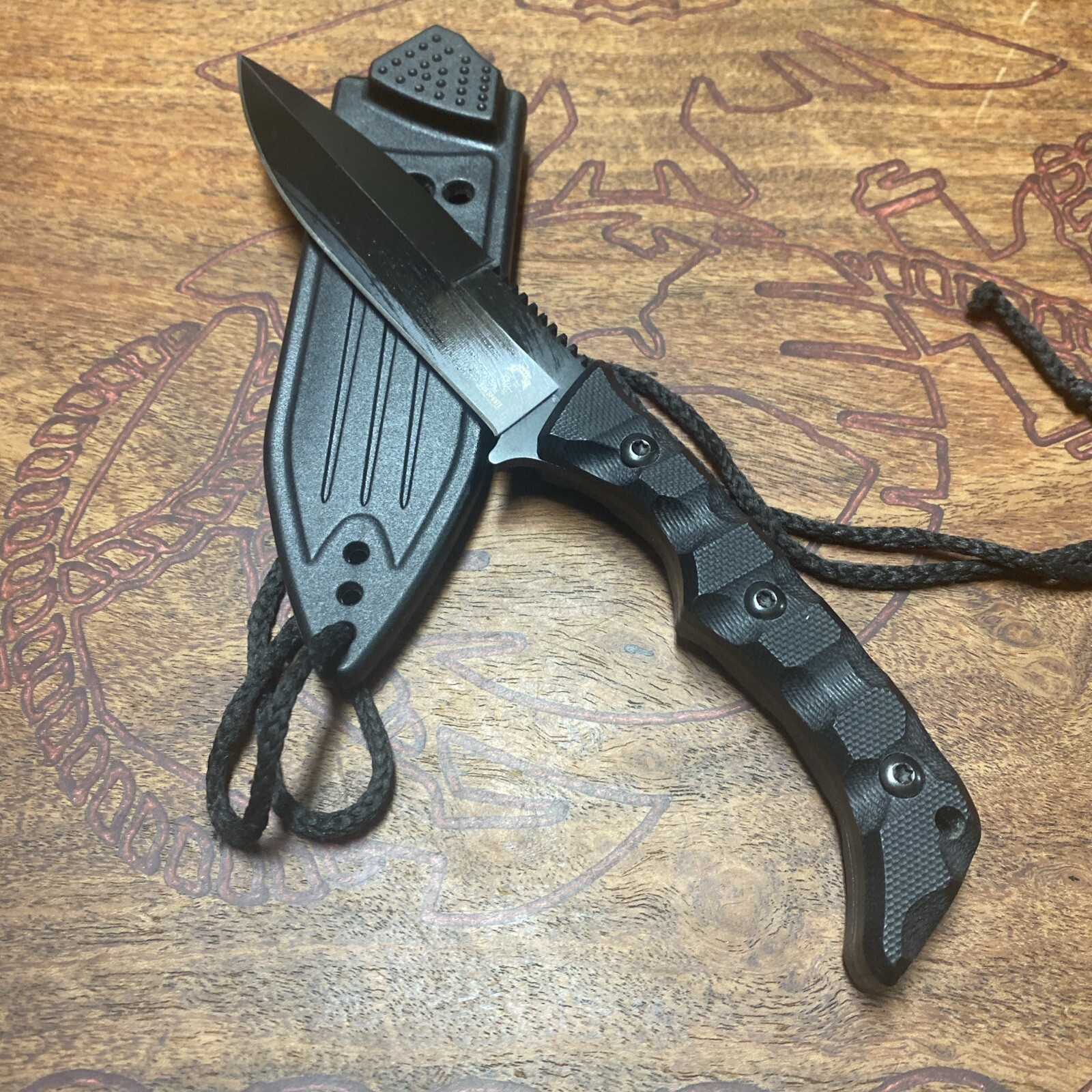 75th Ranger Regiment Sua Sponte D2 Steel Fixed Blade Neck Knife