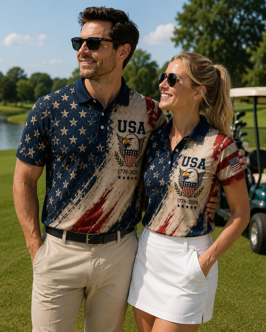 USA 250th Anniversary Golf Polo Shirt 1776-2026 American Flag Patriotic S-5XL gallery