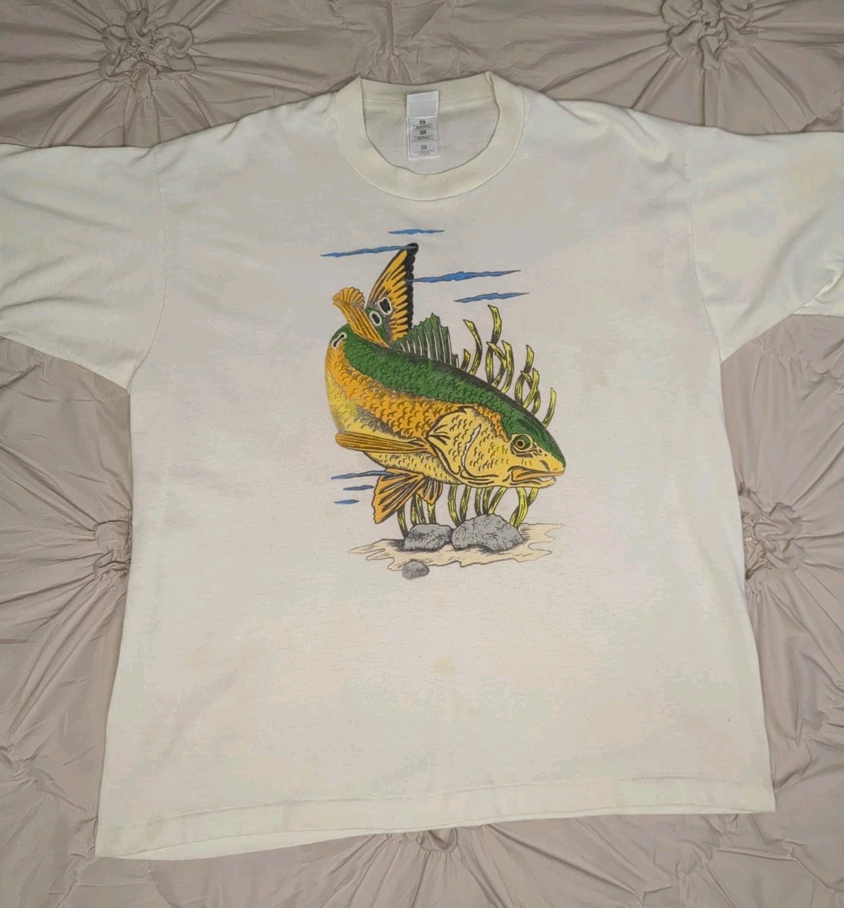 Vintage 90s Human-I-Tees Nature Trout Fish Wildlife Graphic Tee XL gallery