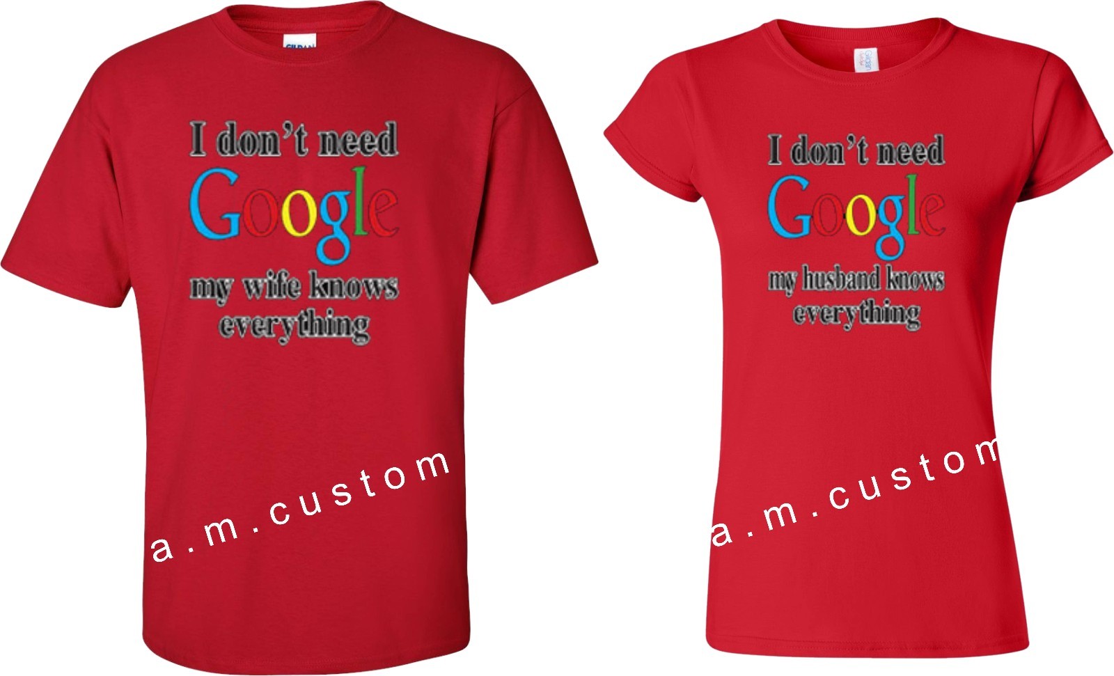 I dont need Google wife Hysband Know Couple matching funny cute T-Shirts S-4XL gallery