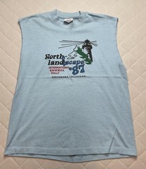 Vintage Tee-Jays Shirt Mens Medium Blue BMWMOA Motorcycle Rally 87 Muscle Tank
