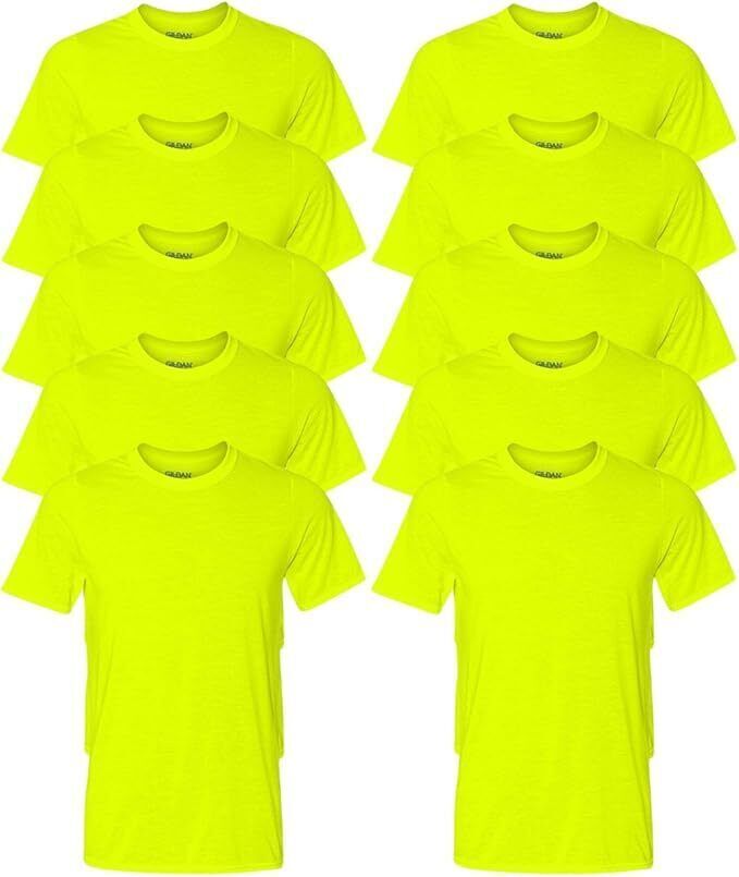 Gildan (10-pack) Safety Green Solid Cotton Short Sleeve Blank Tee T-Shirt S-XL gallery