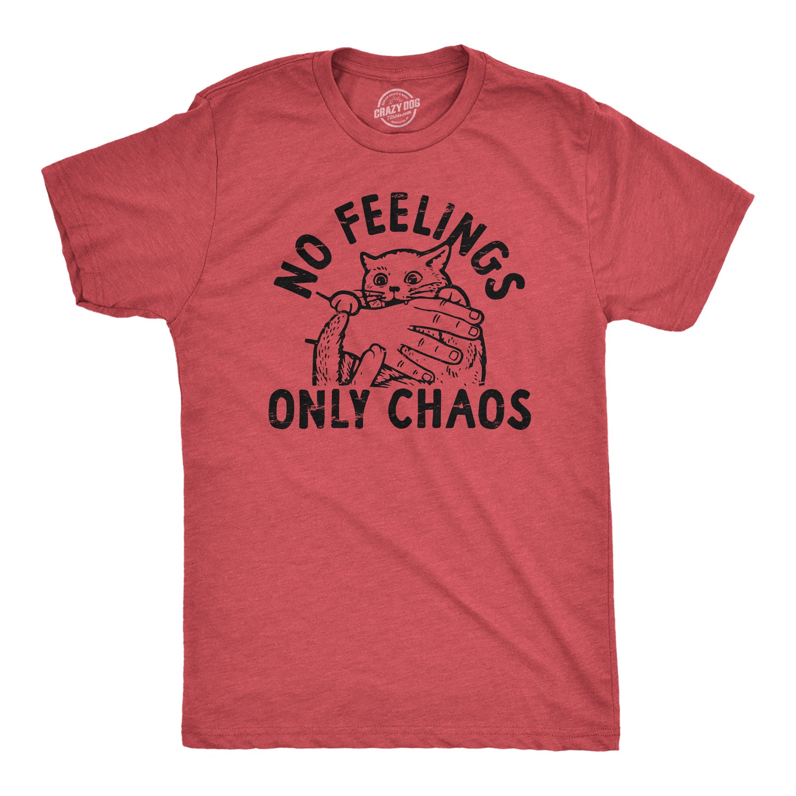 Mens No Feelings Only Chaos T Shirt Funny Crazy Insane Attacking Kitten Joke Tee gallery