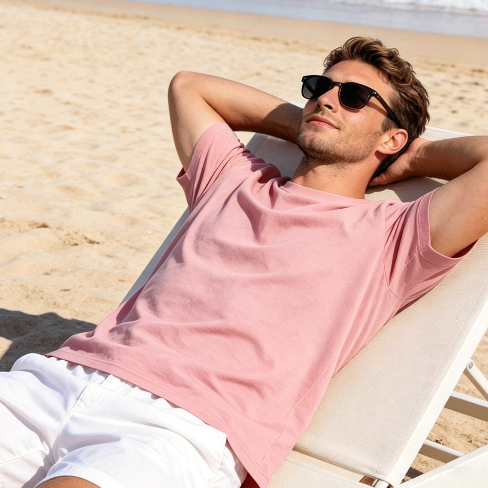 Spring Autumn Wear Men Cotton T-shirt Soft Hand Feel Moderate Elasticity gallery