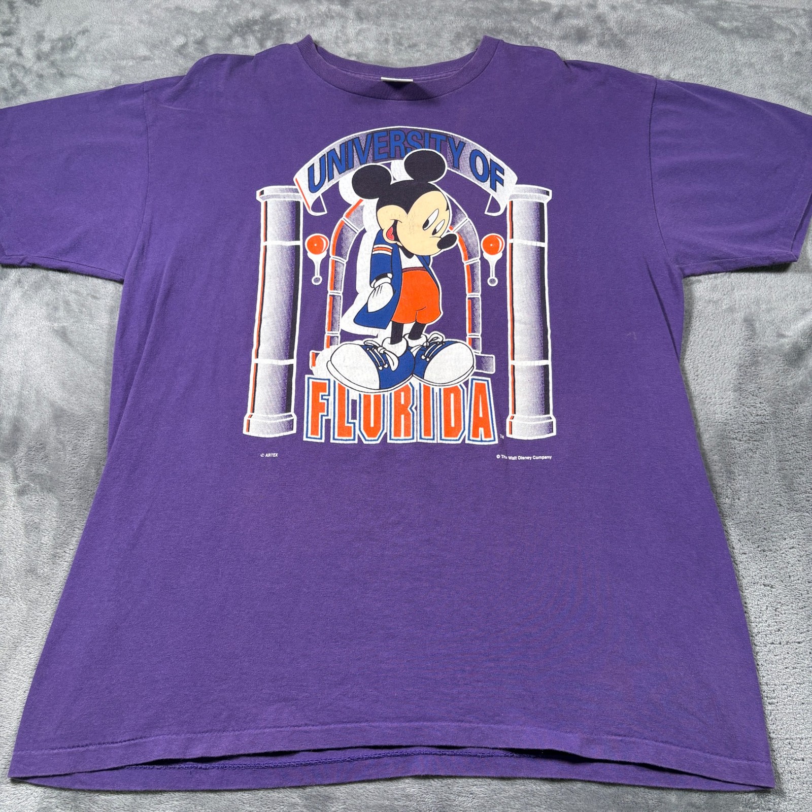 Vintage Artex Sportswear T-Shirt Mens XL Purple Mickey Mouse Florida University