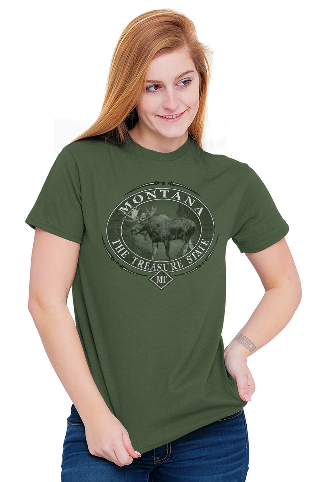 Montana Treasure Mountain Moose Wildlife MT Adult Short Sleeve Crewneck Tee gallery