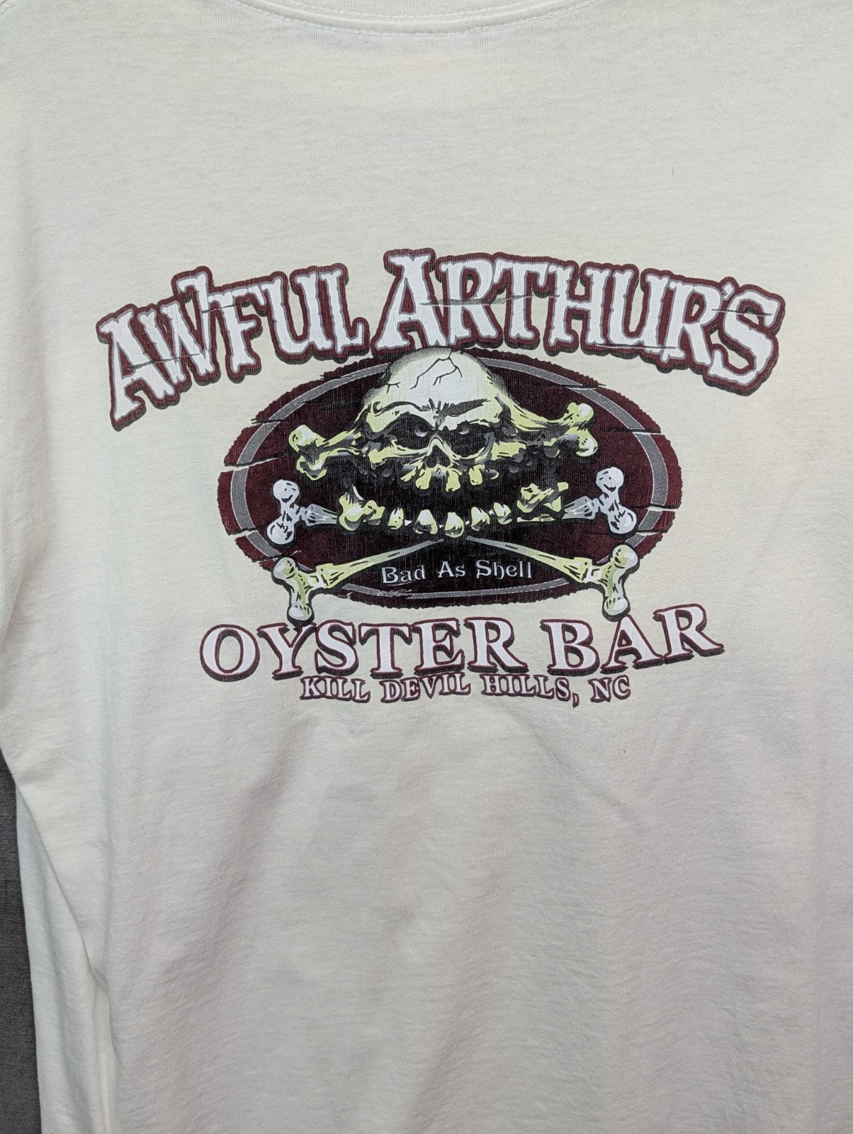 Vintage 90s Awful Arthur's Oyster Bar White T-shirt USA Made Outer Banks Medium gallery