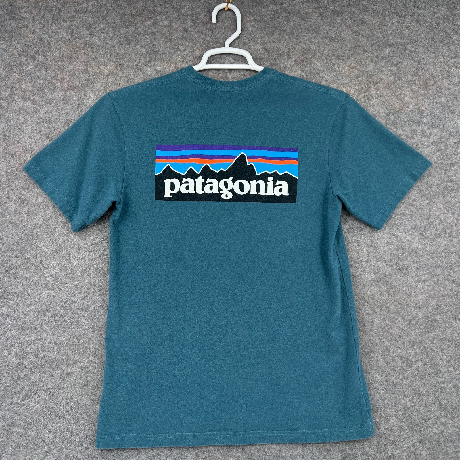 Patagonia Shirt Mens Large Blue Short Sleeve Crew Neck Cotton Blend Graphic Tee gallery