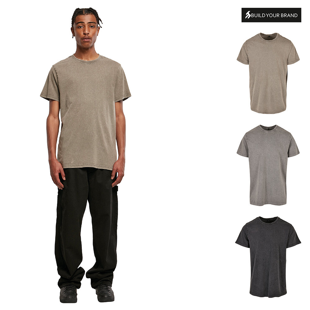 Acid Washed Round Neck Tee| Men's Urban style Crew Neck Relaxed Fit T-shirt gallery