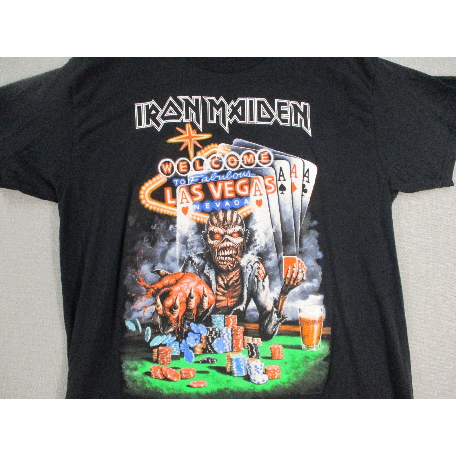 Iron Maiden Las Vegas Eddie Casino Poker Black T-Shirt Mens Large 2023 Licensed gallery
