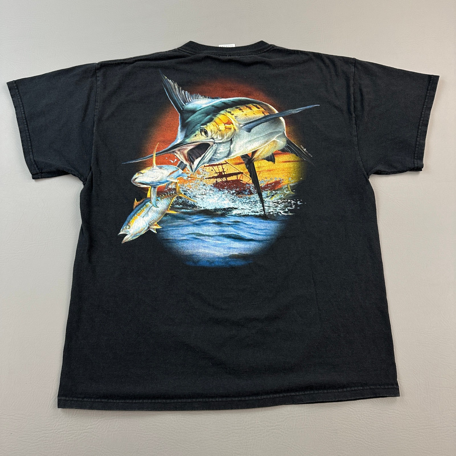 Vintage Pirates Cove Shirt Mens Large Black Fishing Marlin Graphic Pocket Tee gallery