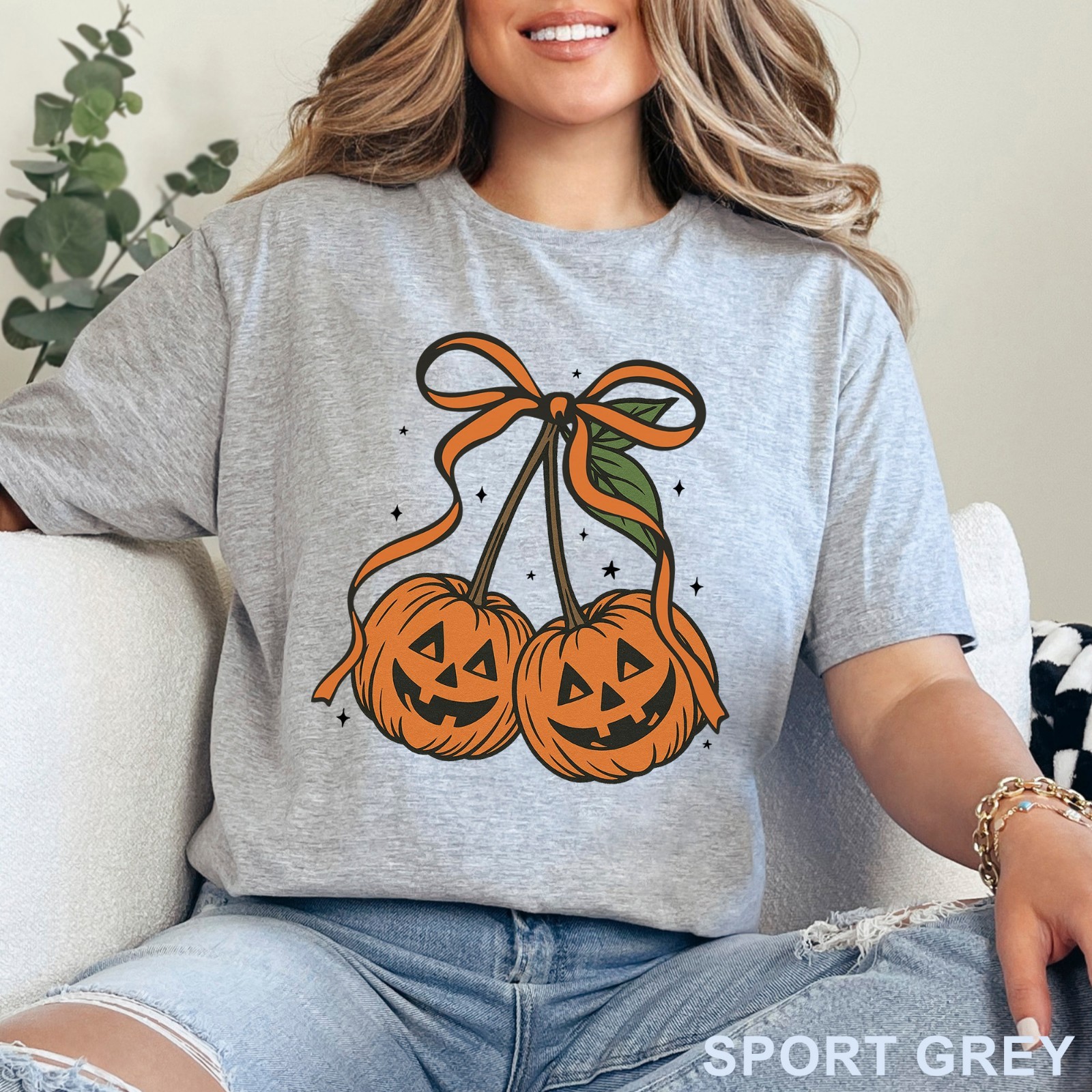 Pumpkin Cherries Autumn Girly Shirt, Halloween Pumpkin Shirt, Fall Theme, 203650 gallery