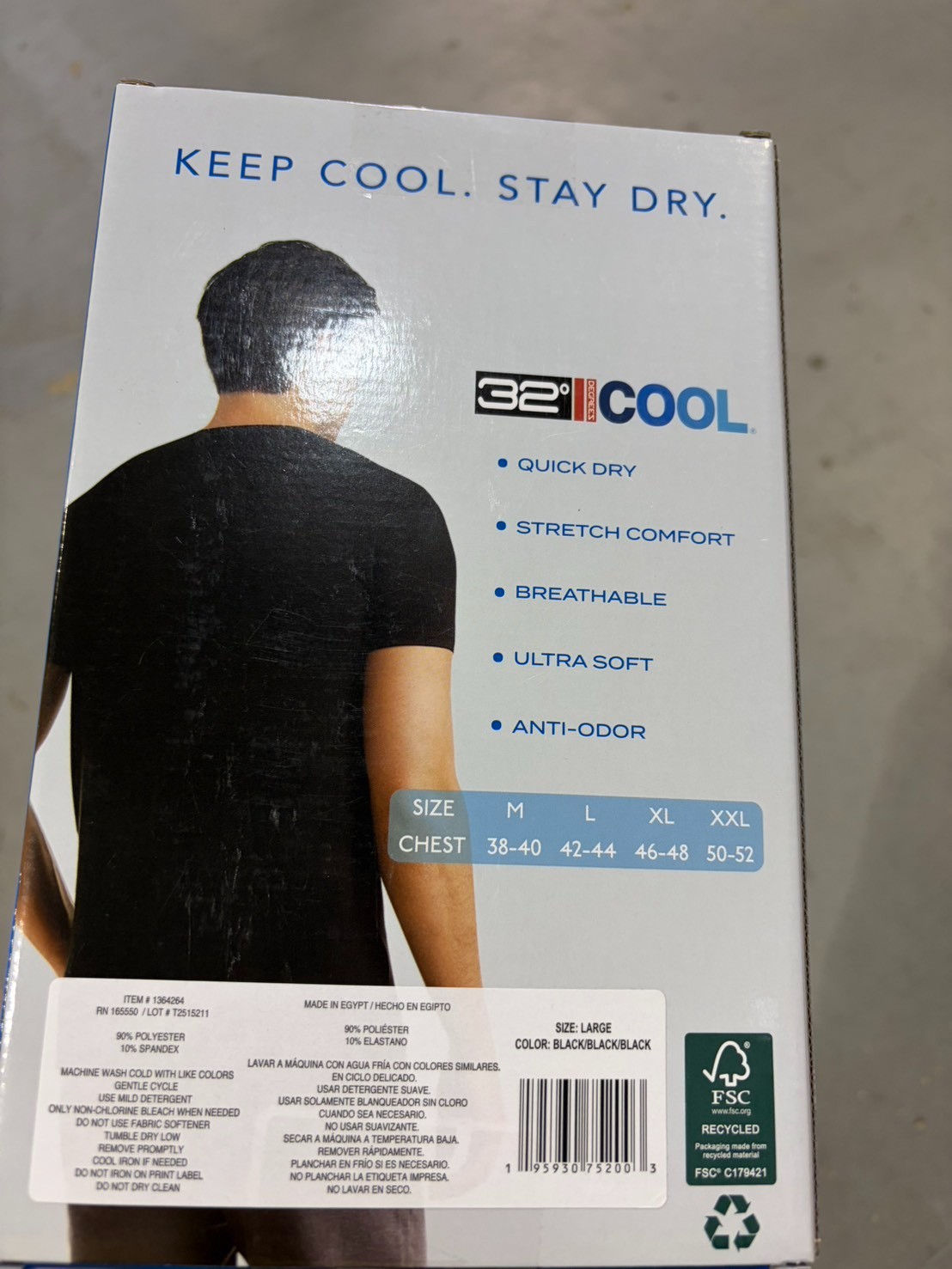 3 PACK - 32 DEGREES COOL MEN'S SHORT SLEEVE CREW NECK SHIRT BLACK Large gallery