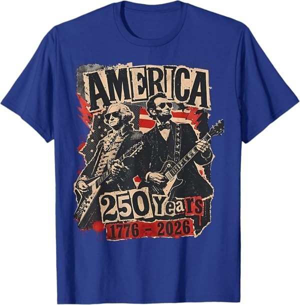 George Washington Lincoln Playing Guitar Abe Lincoln 250th T-Shirt gallery