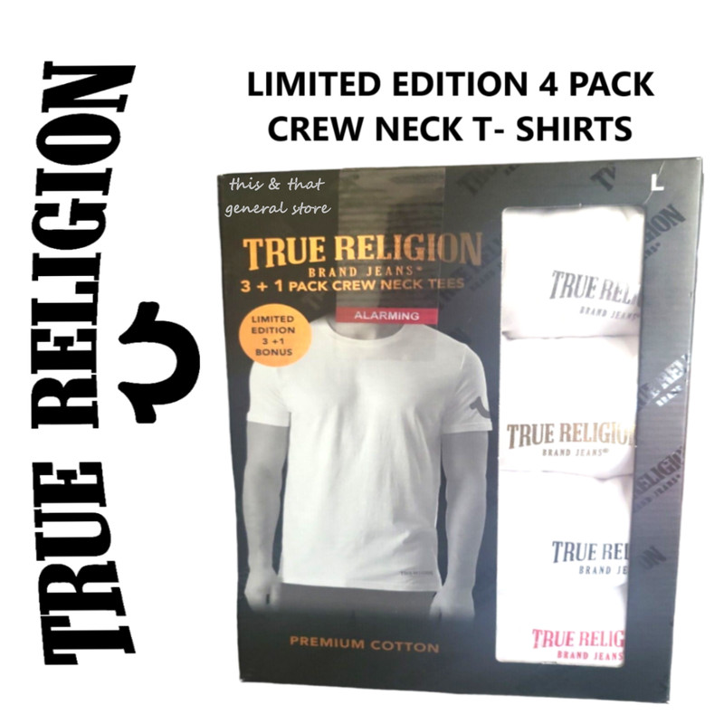 LIMITED EDITION True Religion 4 PACK LARGE Mens Crew T Shirts
