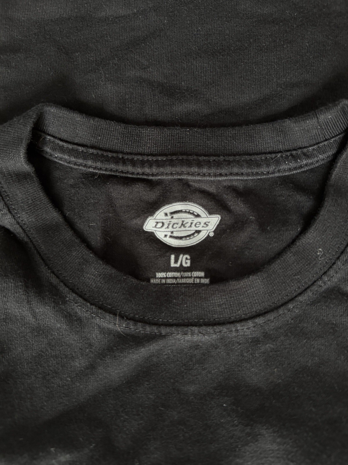 Dickies Men's Black Cotton Knit Crew Neck Short Sleeve Pocket Logo T-Shirt L gallery