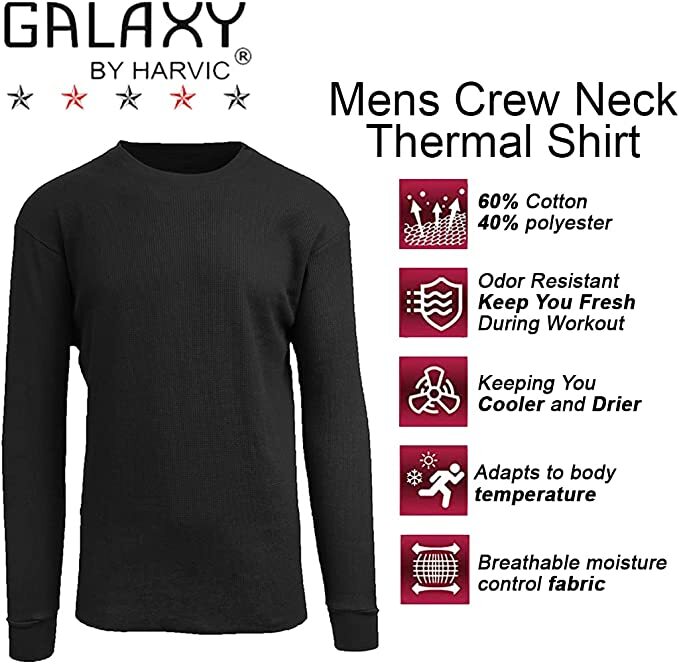 Men's Crew Neck Waffle-Knit Long Sleeve Thermal Shirts (S-5XL) NWT Free Shipping gallery