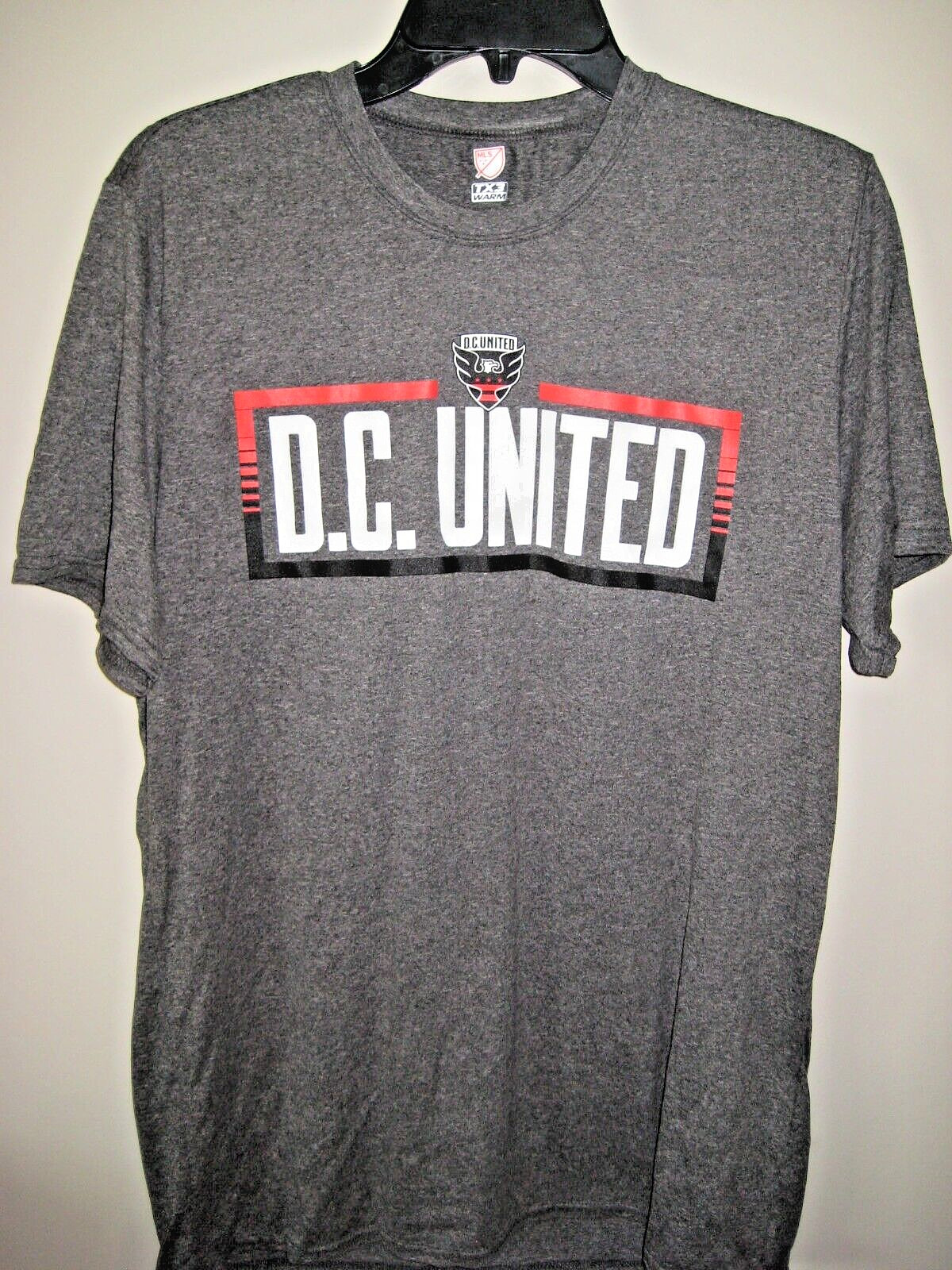 NWOT- MLS D.C. United TX3 WARM Gray Polyester T-Shirt Size Large- Ships FREE!