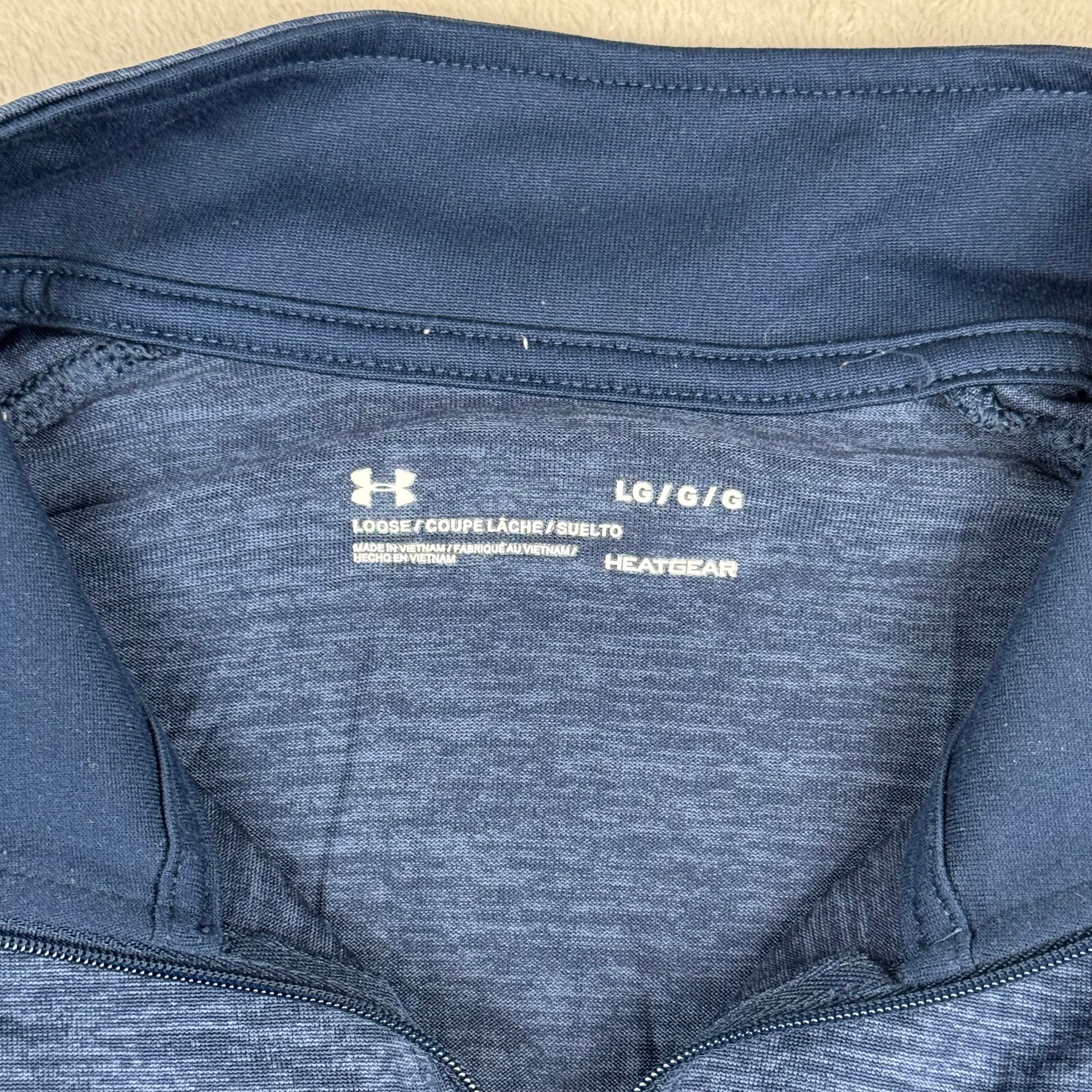 Under Armour Mens L 1/4 Zip Blue Pullover Performance Loose Heatgear Golf gallery