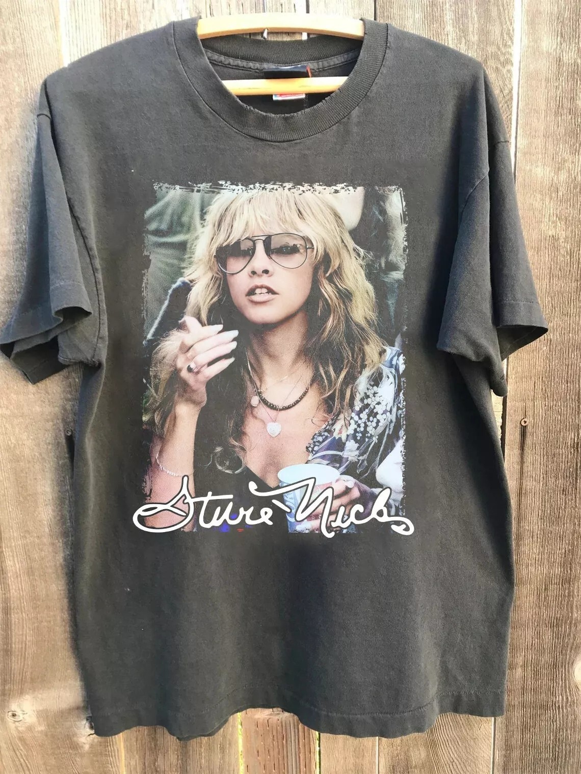 Stevie Nicks Rare Retro Music Graphic Tee Charcoal S-5XL