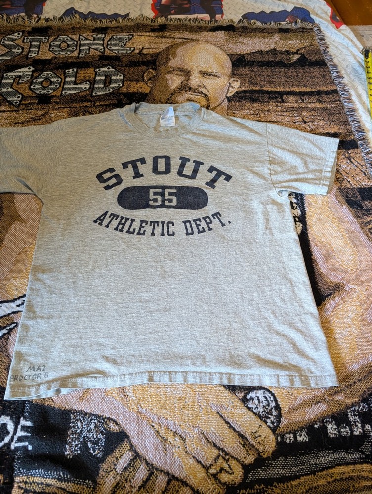 VINTAGE Stout School Athletic Dept Dearborn, Michigan Shirt Men’s L Grey 90s