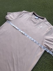MODERN Y2K 2000s ATHLETIC SPORTY ELASTIC BREATHABLE MATERIAL GYMSHARK TAN TEE