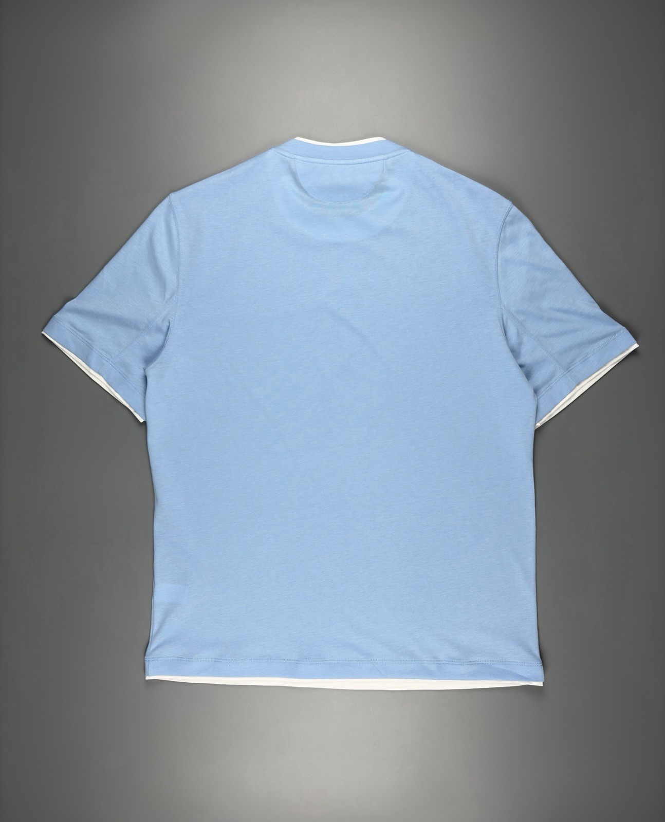 Mens Brunello Cucinelli Silk/Cottone With Faux-Layering T-Shirt Sky Blue Size L gallery