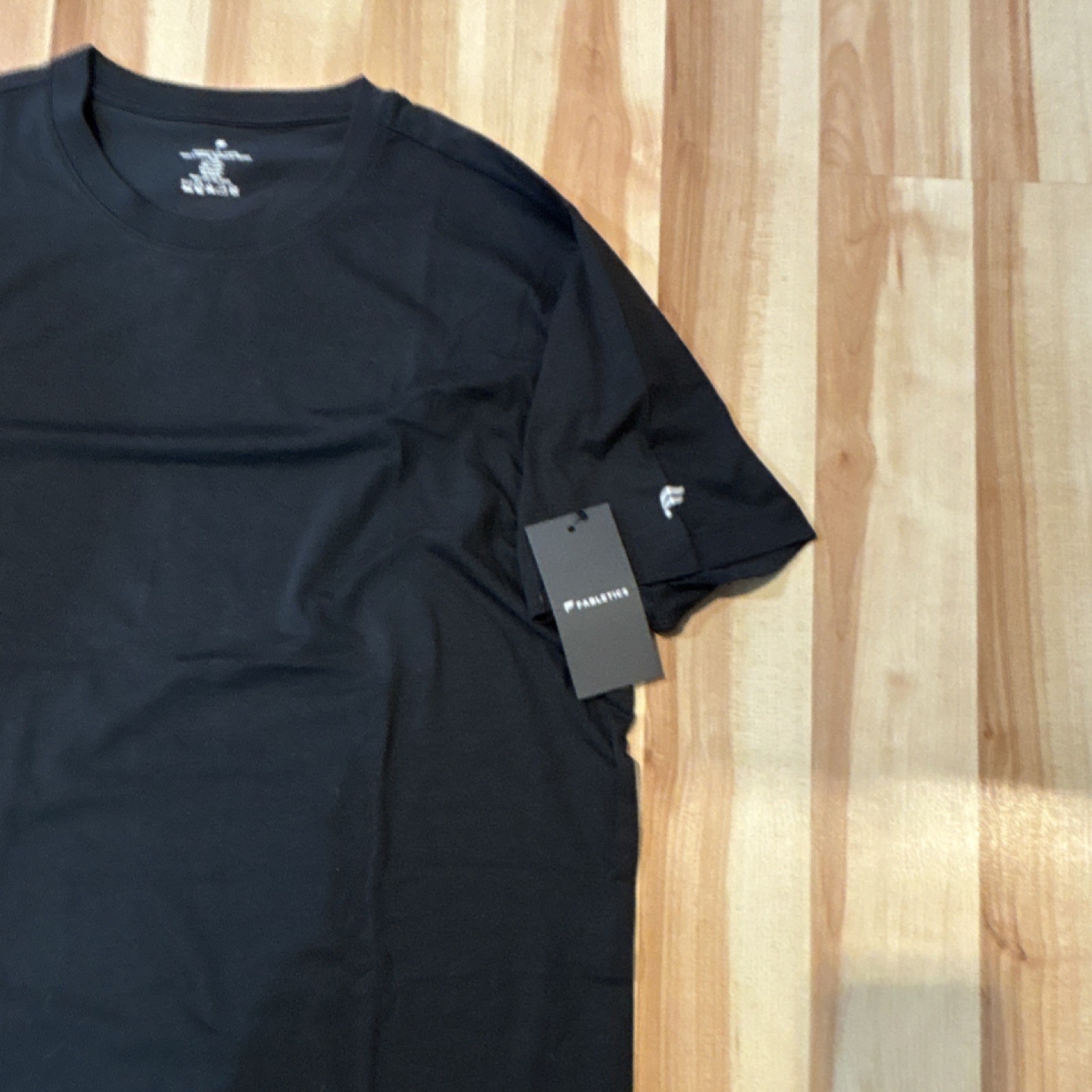 Parallel Black Knit Crew Neck Men's Short Sleeve T-Shirt Cotton Modal Spandex gallery