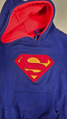 superman DC comics heavy-duty double color hoody embroidred quilted crest logo