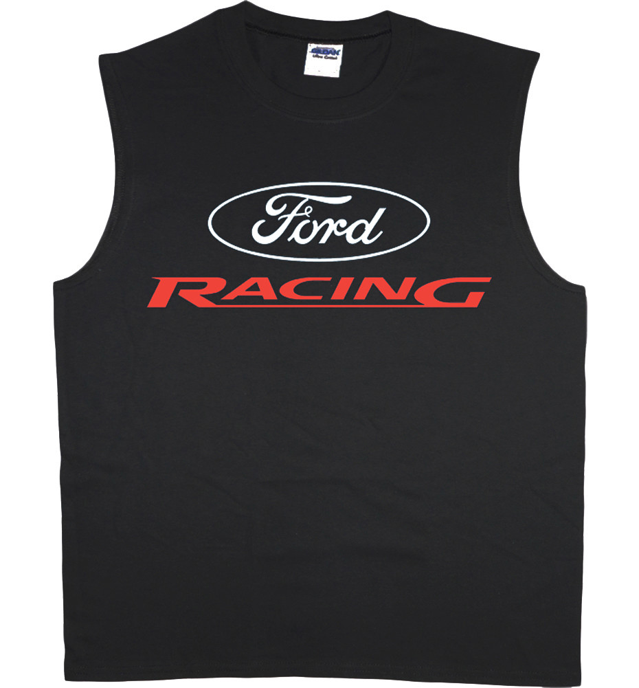 Mens sleeveless t-shirt Ford Racing decal design mustang muscle tee tank top gallery