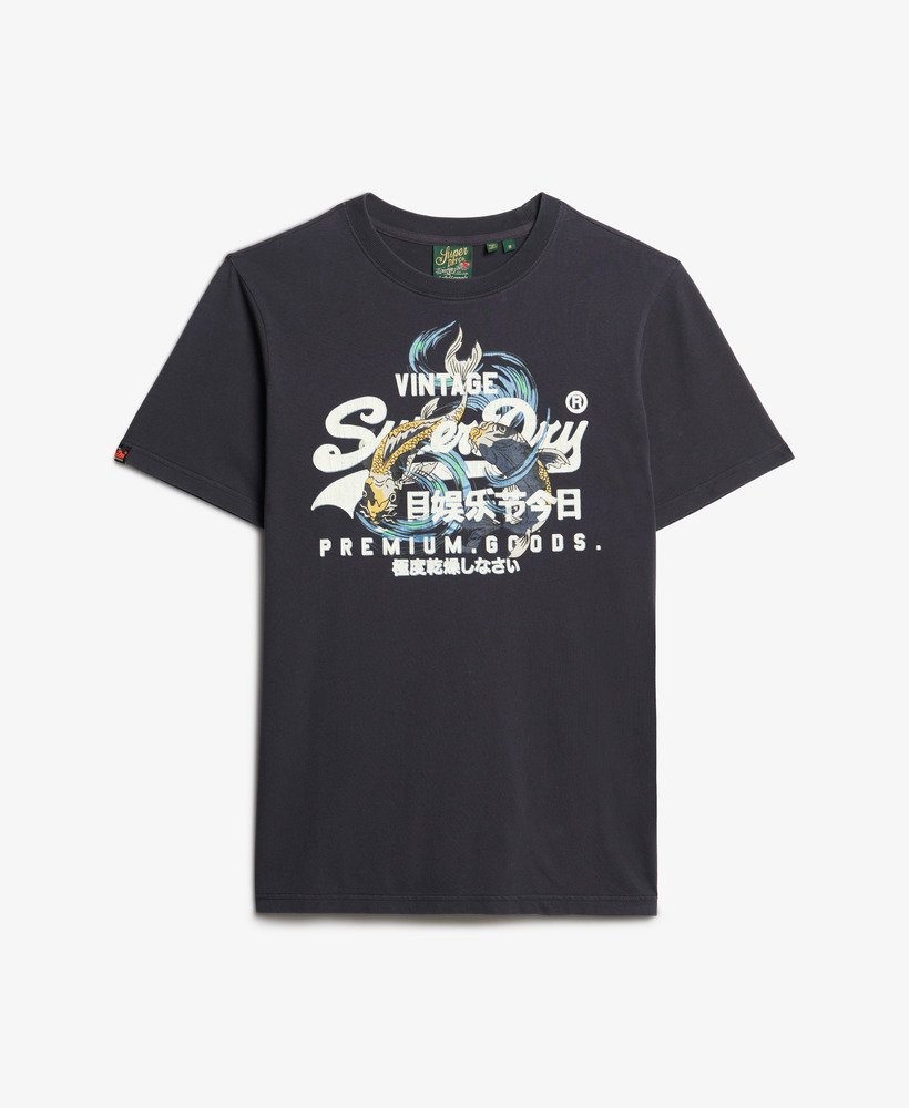 Superdry T-Shirt Short Sleeve Crew Neck Top VL Tokyo Relaxed Tee Blue Dark Grey gallery