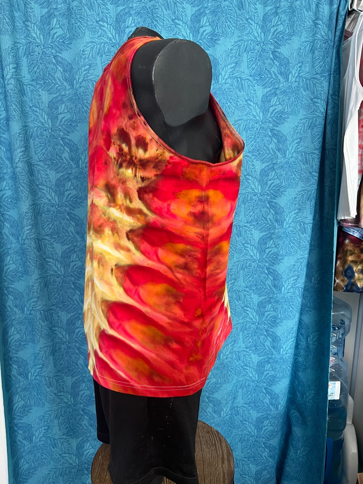 NEW V Roll Ice Tie Dye T-Shirt, Mens XL Tank Top, Red & Gold gallery