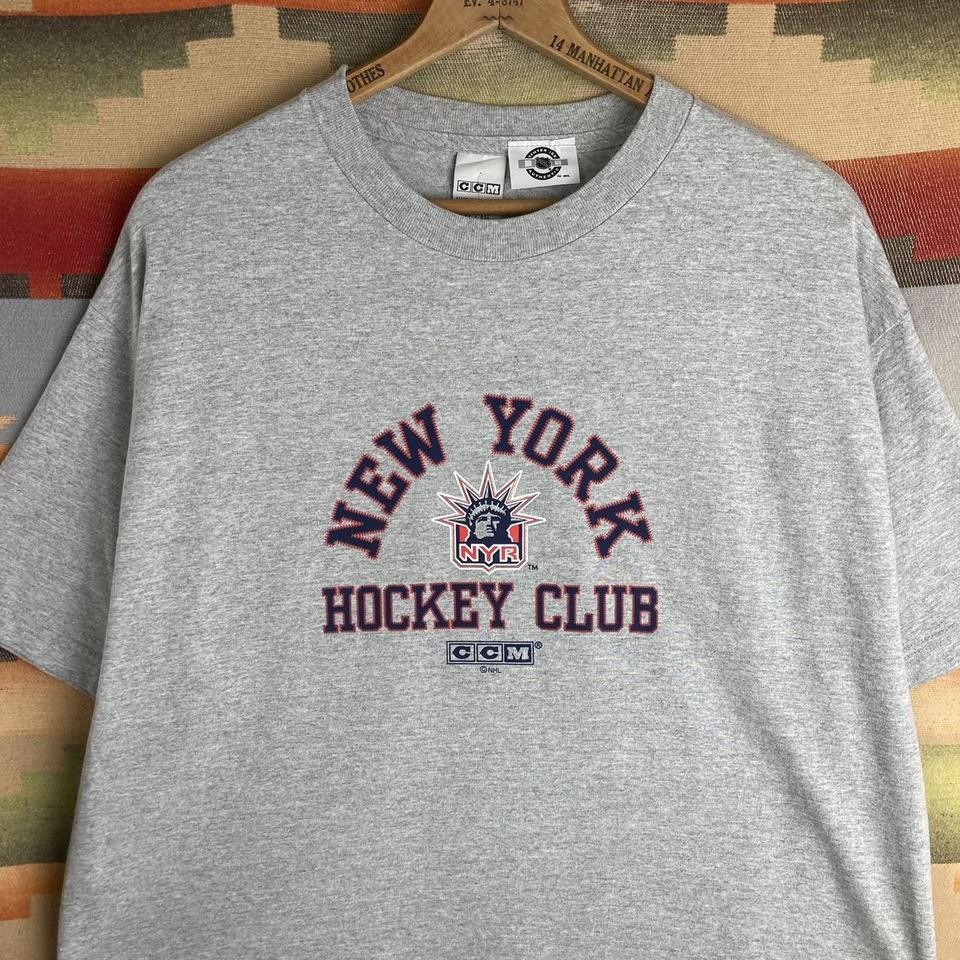 NEW VTG 00s New York Rangers NHL Hockey Liberty CCM Gray T-shirt Mens XL gallery